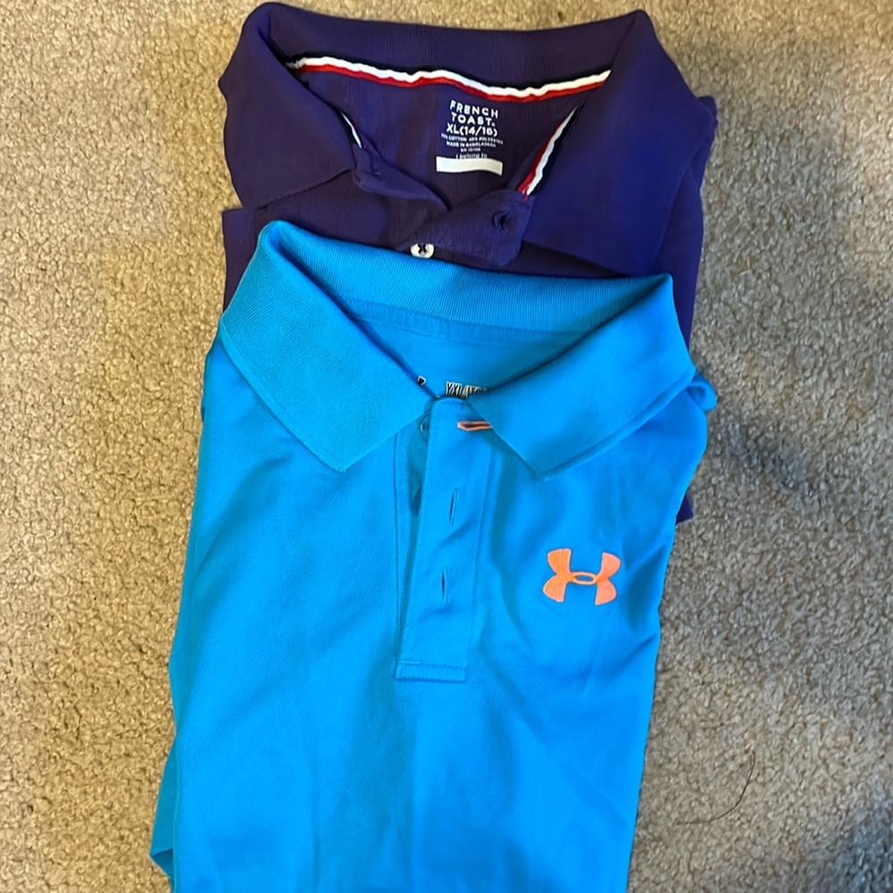 Size XL Boys polo shirts. Purple and Blue.